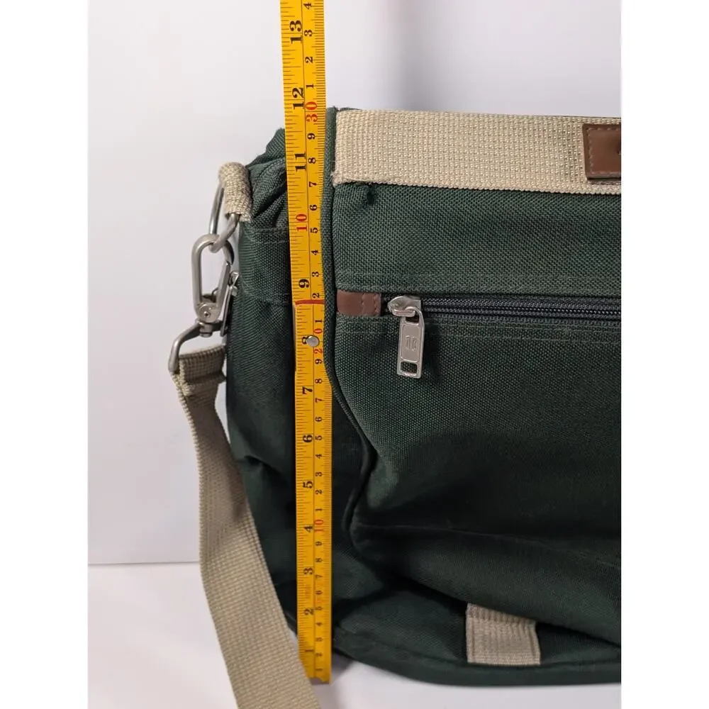 American Tourister Messenger Laptop Bag Green Canvas Briefcase Shoulder Bag 18